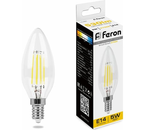 Светодиодная лампа - свеча E14 5W 2700K FERON LB-58 25572