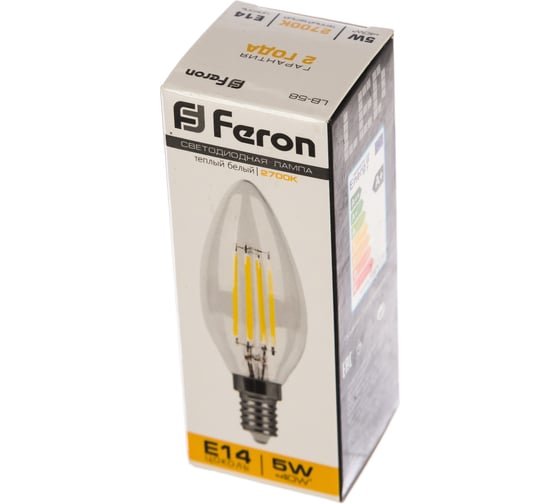 Светодиодная лампа - свеча E14 5W 2700K FERON LB-58 25572