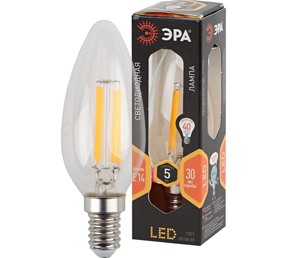 Светодиодная лампа ЭРА F-LED B35-5w-827-E14 Б0019002