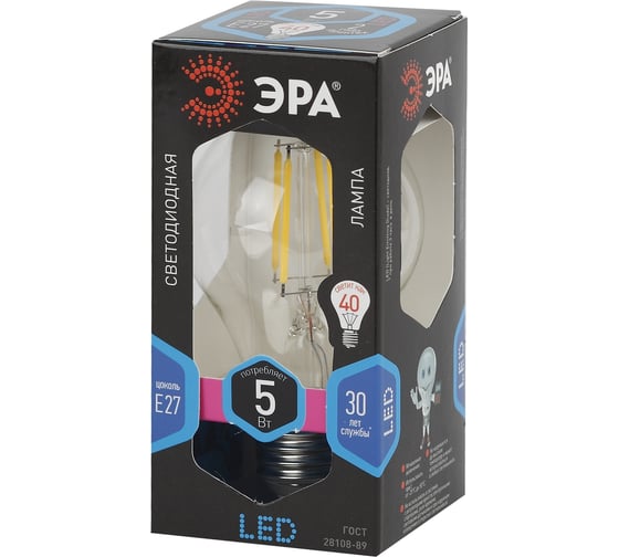Светодиодная лампа ЭРА F-LED А60-5w-840-E27 Б0019011