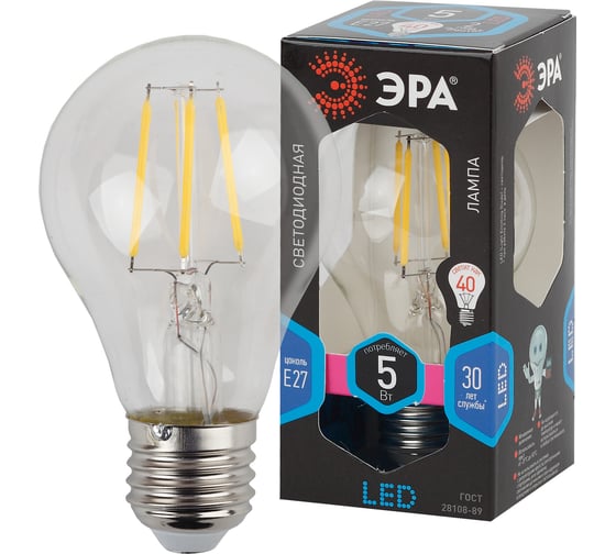 Светодиодная лампа ЭРА F-LED А60-5w-840-E27 Б0019011