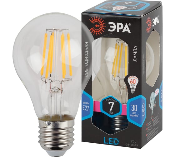 Светодиодная лампа ЭРА F-LED А60-7w-840-E27 Б0019013