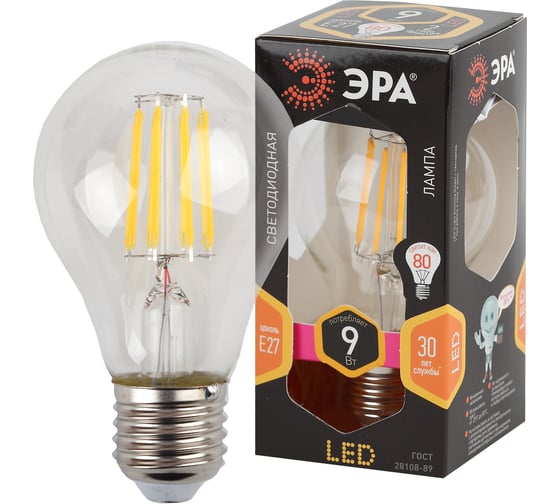 Светодиодная лампа ЭРА F-LED А60-9w-827-E27 Б0019014