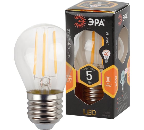 Светодиодная лампа ЭРА F-LED Р45-5w-827-E27 Б0019008