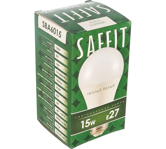 Светодиодная лампа SAFFIT SBA6015 Шар E27 15W 2700K 55010
