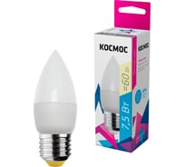 Светодиодная лампа КОСМОС LED 7.5Вт Свеча 220В E27 3000К 417251 LkecLED7.5wCNE2730