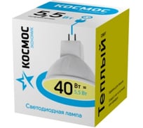 Светодиодная лампа LED JCDR 5.5Вт 220В GU5.3 3000К КОСМОС Экономик LkecLED5.5wJCDRC30 417232