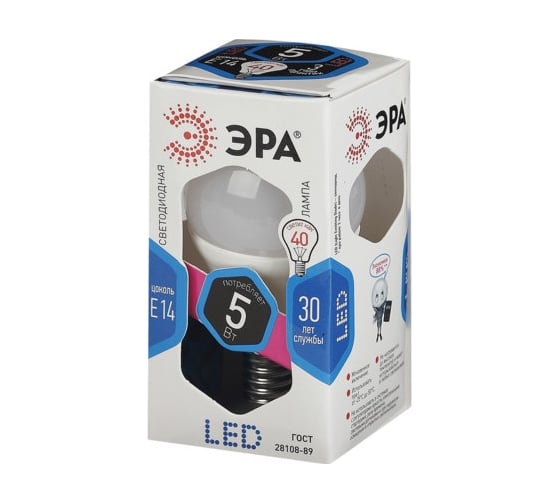 Светодиодная лампа ЭРА LED smd P45-5w-840-E14 Б0027199