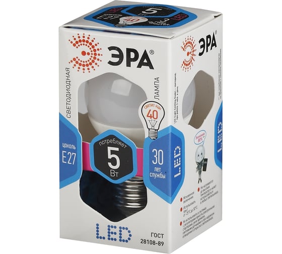 Светодиодная лампа ЭРА LED smd P45-5w-840-E27 Б0017220