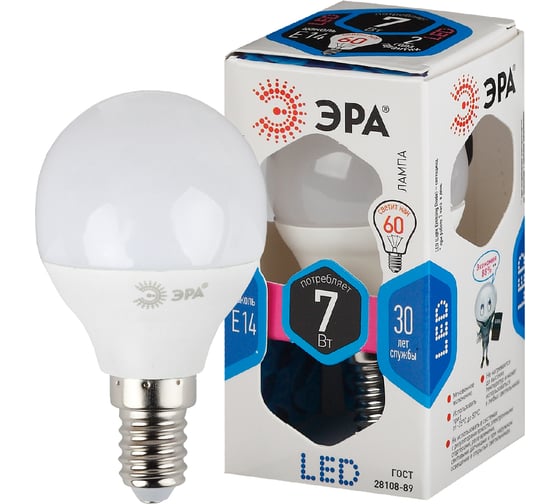 Светодиодная лампа ЭРА LED smd P45-7w-840-E14 Б0020551