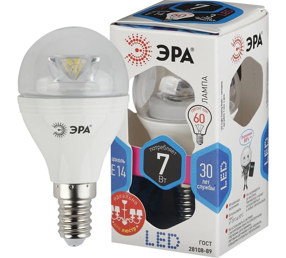 Светодиодная лампа ЭРА LED smd P45-7w-840-E14-Clear Б0020552