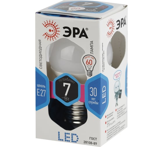 Светодиодная лампа ЭРА LED smd P45-7w-840-E27 Б0020554