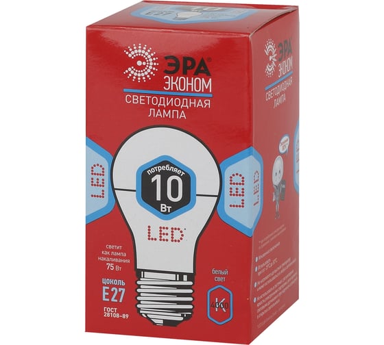Светодиодная лампа ЭРА LED smd A60-10w-840-E27 eco Б0020604