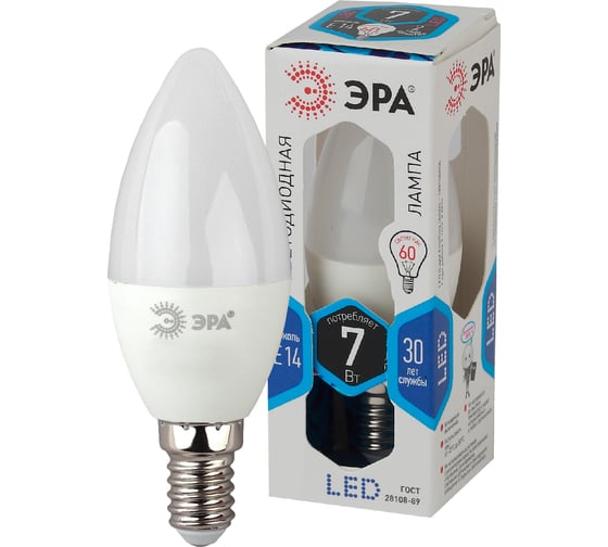 Светодиодная лампа ЭРА LED smd B35-7w-840-E14 Б0020539