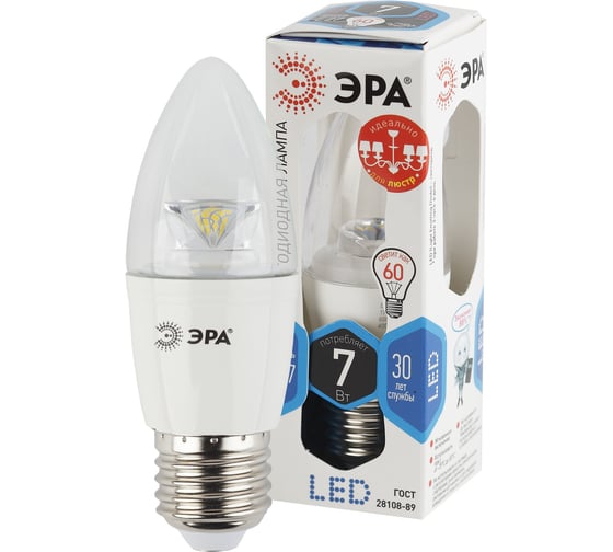 Светодиодная лампа ЭРА LED smd B35-7w-840-E27-Clear Б0019926