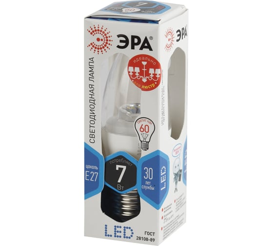Светодиодная лампа ЭРА LED smd B35-7w-840-E27-Clear Б0019926