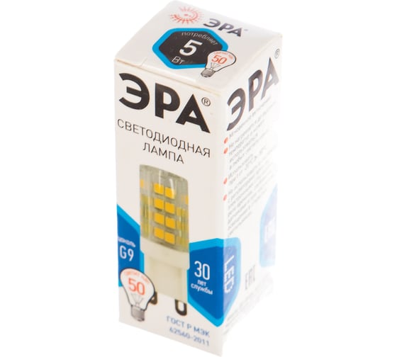 Светодиодная лампа ЭРА LED smd JCD-5w-220V-corn, ceramics-840-G9 Б0027864