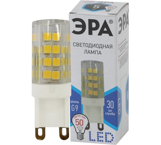Светодиодная лампа ЭРА LED smd JCD-5w-220V-corn, ceramics-840-G9 Б0027864