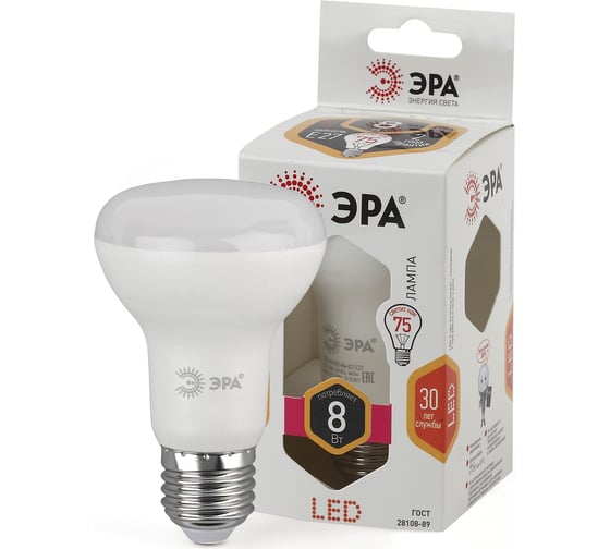 Светодиодная лампа ЭРА LED smd R63-8w-827-E27 Б0020557
