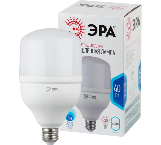 Светодиодная лампа ЭРА STD LED POWER T120-40W-4000-E27  Е27 40 Вт колокол нейтральный белый свет, Б0027005