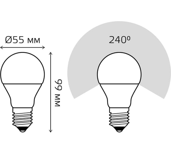 Лампа Gauss LED A60 E27 7W 3000K SQ 102502107