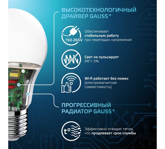 Светодиодная лампа Gauss A60 E27 12W 1200lm 4100K 102502212
