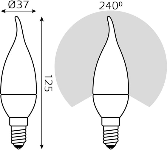 Лампа Gauss LED Candle tailed E14 6.5W 4100K SQ 104101207
