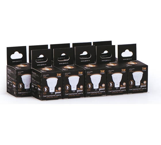 Лампа Gauss LED D35*45 3W MR11 GU4 2700K SQ 132517103