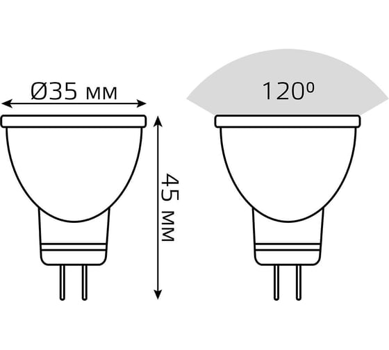 Лампа Gauss LED D3545 3W MR11 GU4 4100K SQ 132517203