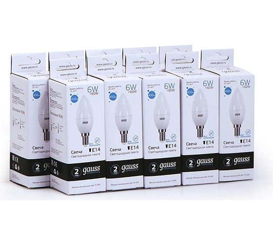 Лампа Gauss LED Elementary Candle 6W E14 4100K SQ 33126
