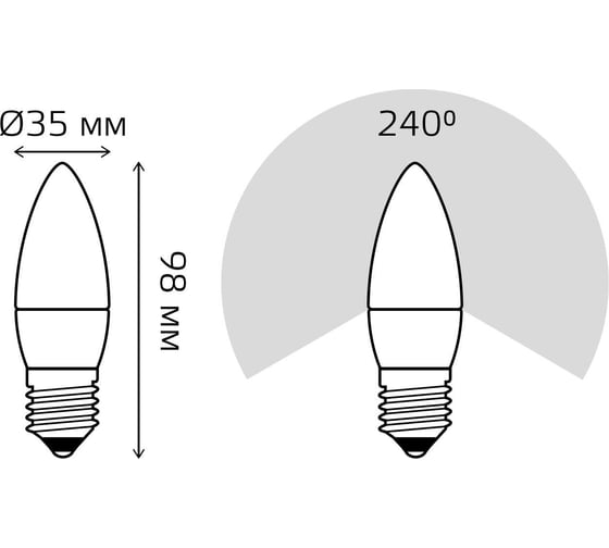 Лампа Gauss LED Elementary Candle 6W E27 2700K SQ 33216