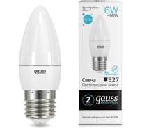 Лампа Gauss LED Elementary Candle 6W E27 4100K SQ 33226