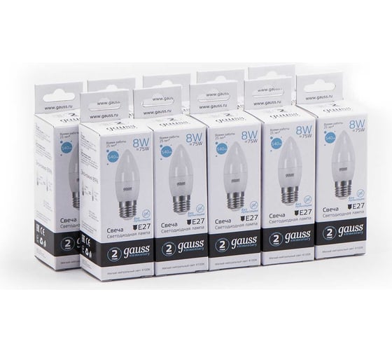 Лампа LED Candle 8W E27 4100K Gauss Elementary 33228