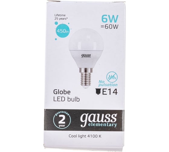 Лампа Gauss LED Elementary Globe 6W E14 4100K SQ 53126