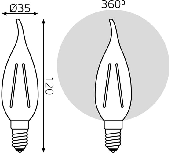 Лампа Gauss LED Filament Candle tailed E14 5W 4100K Golden SQ 104801805