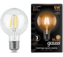 Лампа LED G95 E27 6W 2700K Gauss Filament 105802106