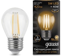 Лампа Gauss LED Filament Globe E27 5W 2700K SQ 105802105