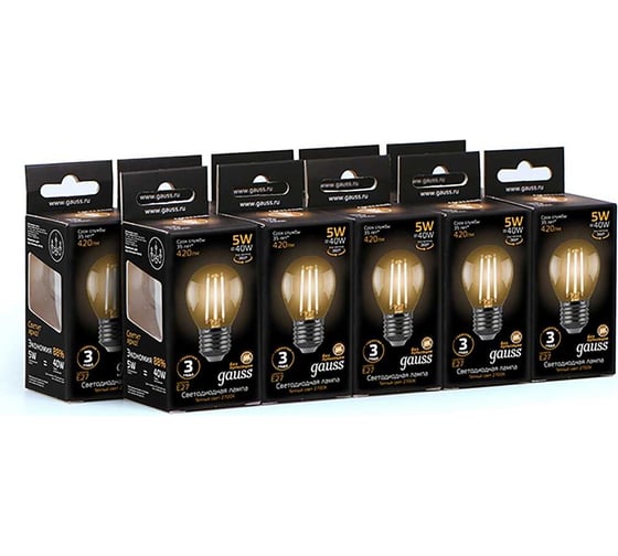 Лампа Gauss LED Filament Globe E27 5W 2700K SQ 105802105