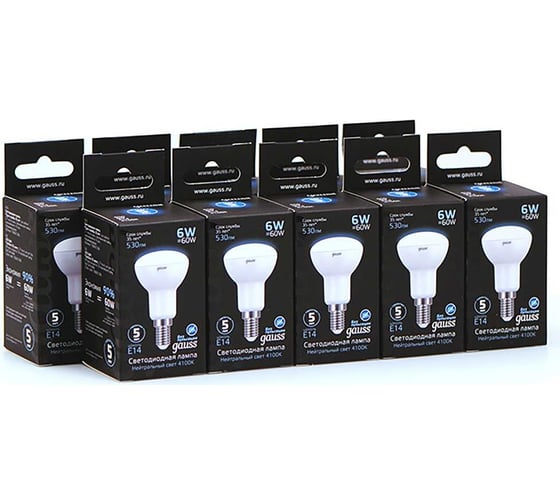 Лампа LED Reflector R50 E14 6W 4100K Gauss 106001206