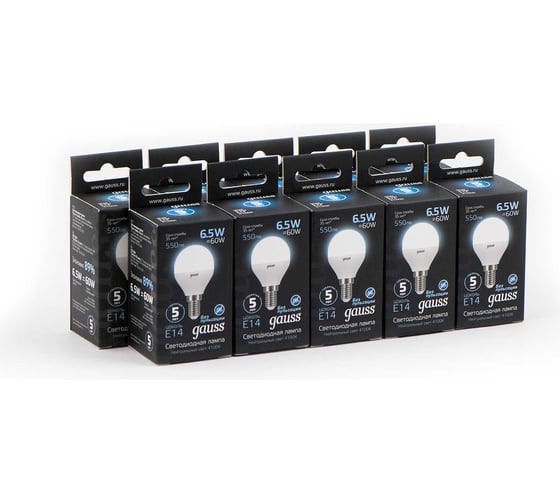 Лампа Gauss LED Globe E14 6.5W 100-240V 4100K SQ 105101207