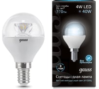 Лампа LED Globe E14 4W 4100K Gauss Crystal Clear 105201204