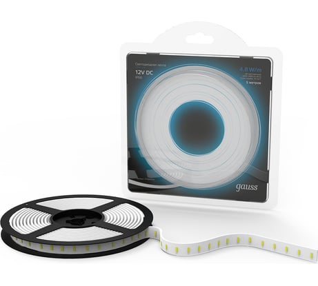 Лента Gauss LED 2835/60-SMD 4.8W 12V DC синий IP66 блистер 5м SQ 311000505