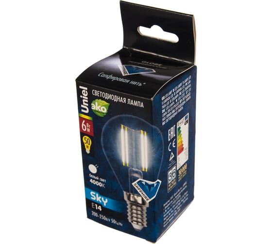 Светодиодная лампа Uniel LED-G45-6W/NW/E14/CL PLS02WH UL-00001371