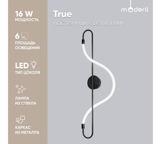 Настенный светодиодный светильник Moderli True черный, белый V4087-WL