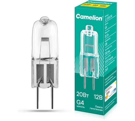 Галогенная лампа без рефлектора JC 20W g4 12V Camelion 1955