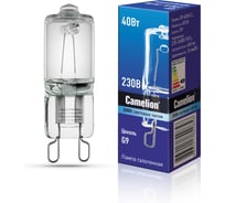 Прозрачная галогенная лампа без рефлектора G9 40W 220V 2000 часов Camelion 5553