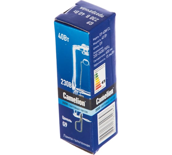 Прозрачная галогенная лампа без рефлектора G9 40W 220V 2000 часов Camelion 5553