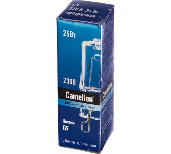 Прозрачная галогенная лампа без рефлектора G9 25W 220V 2000 часов Camelion 5845