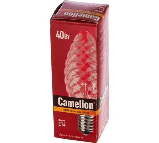 Лампа накаливания с прозрачной колбой, свеча витая 40/TC/CL/E14 Camelion MIC 11274
