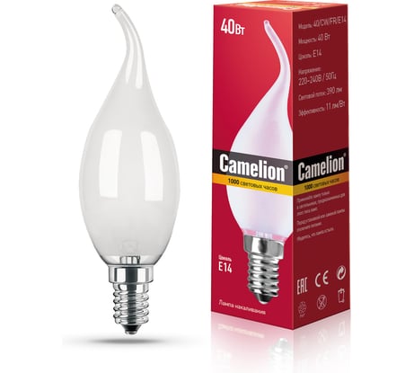 Эл.лампа накал.с матовой колбой, свеча на ветру MIC 60/CW/FR/E14 Camelion 11279